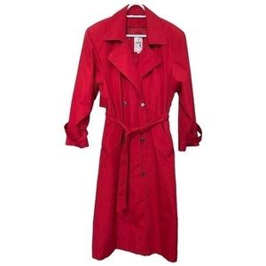 J. Gallery Long Red Wool Lined Trench Rain Coat